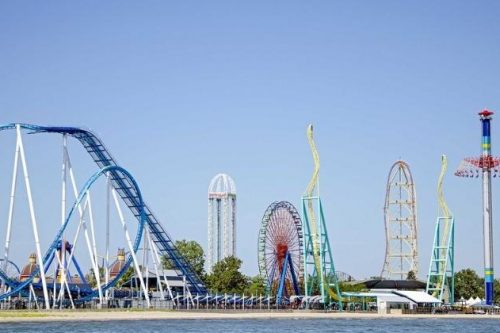 Cedar Point roller coasters and rides on the water