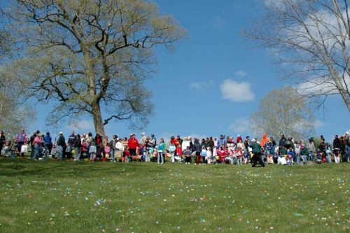 Getting ready for the Easter Egg Hunt to start