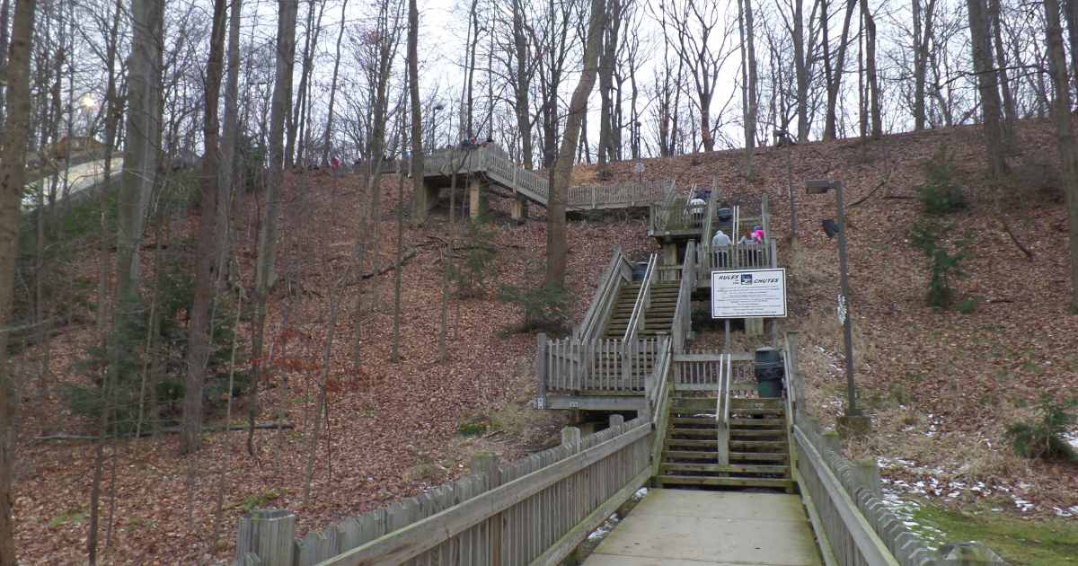 Cleveland Metroparks Toboggan Chutes - Stairs to the top of the toboggan chutes