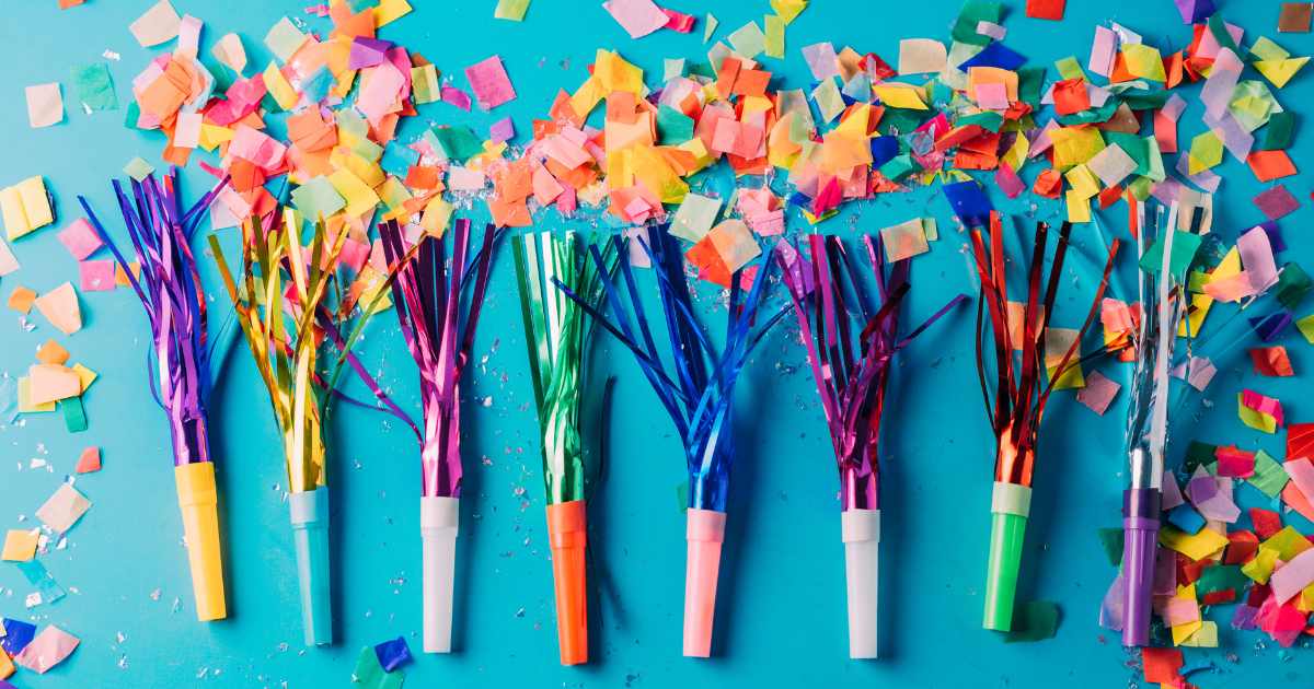 Confetti and noisemakers