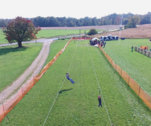 Zip line at Derthick Farms